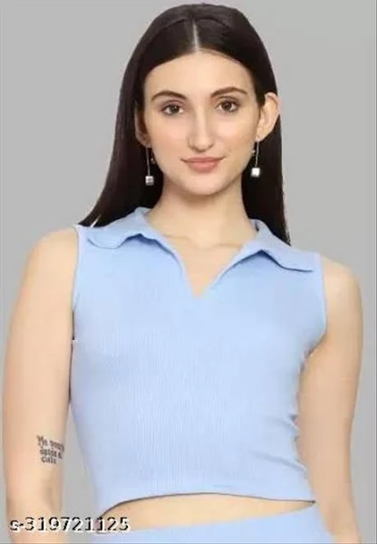 Woman's Trendy Collar SKY Top & Tunics